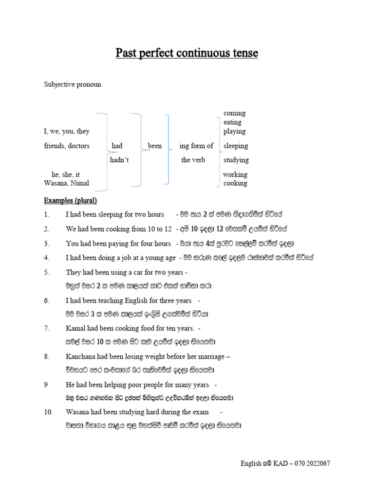 Past Perfect Continuous Tense Guide | PDF | Chess Theory | Chess
