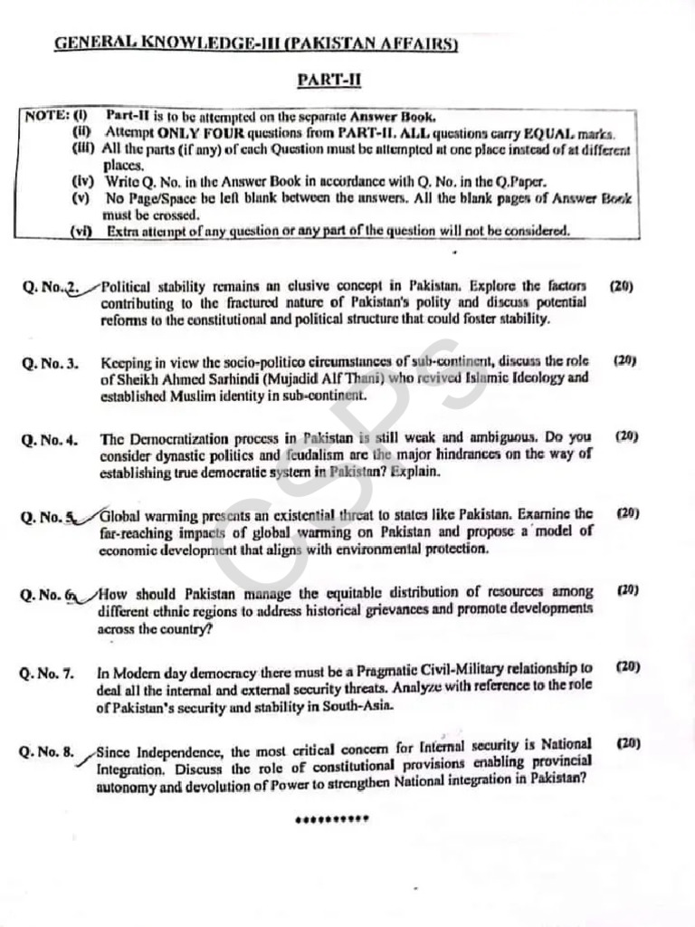 Pak Affairs Past Papers | PDF | Pakistan | All India Muslim League