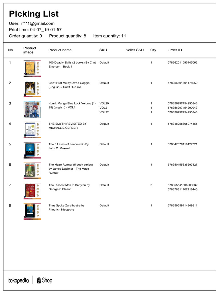 04-07 - 19-01-57 - Picking List | PDF