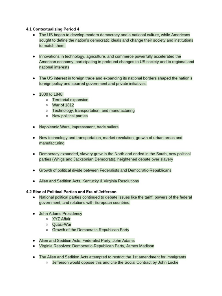 AP US History Period 4 - 1800-1848 | PDF | Slavery In The United States ...
