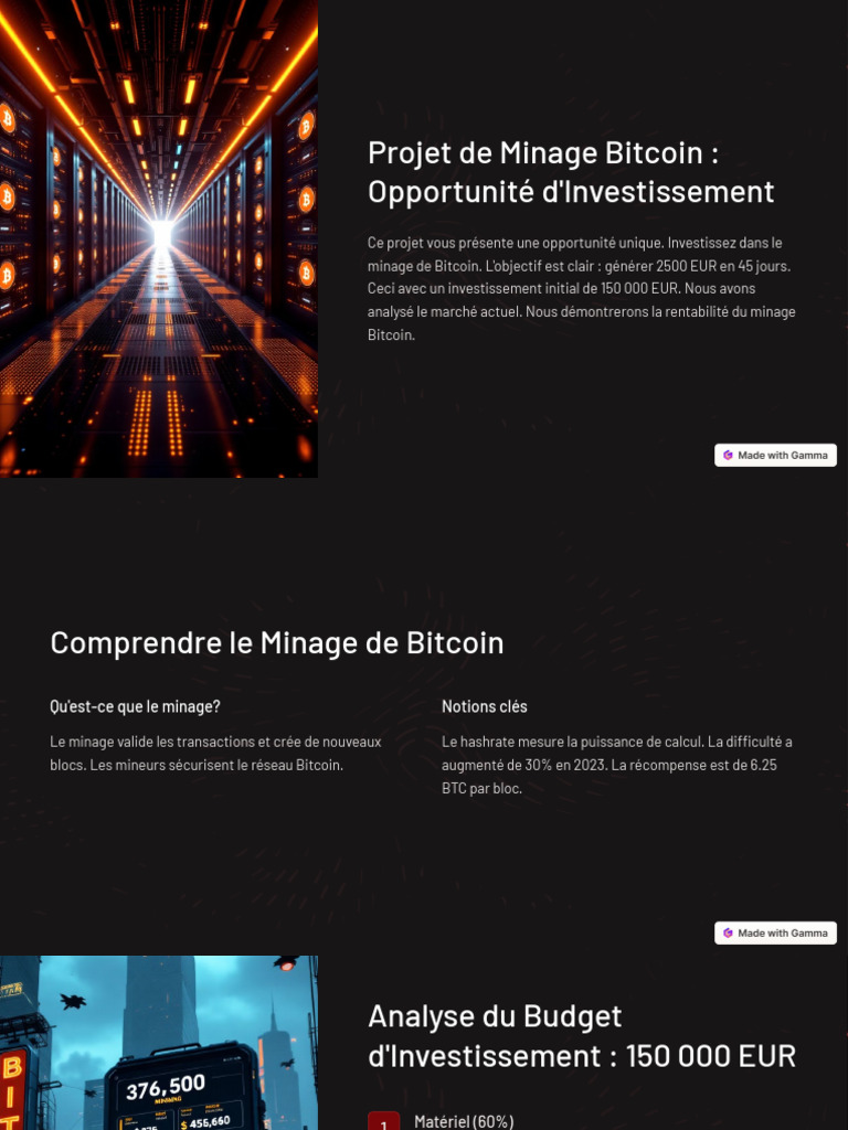Projet de Minage Bitcoin Opportunite DInvestissement | PDF | Bitcoin
