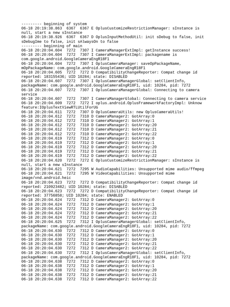 Oplus Camera Manager Log Analysis | PDF | Computing | Computer Engineering