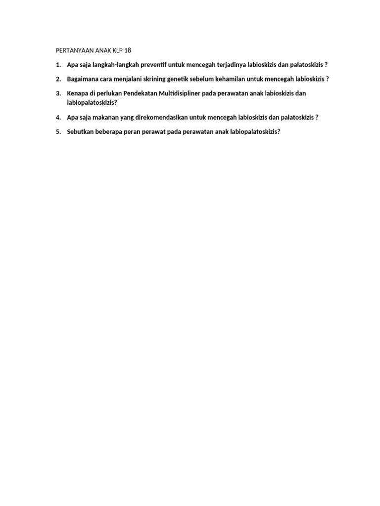 Langkah Preventif Labioskizis dan Palatoskizis | PDF