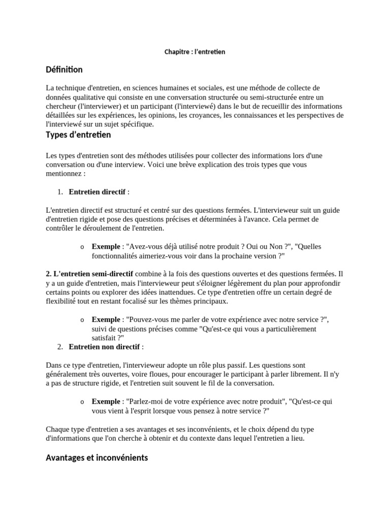 Formation à l'entretien directif | PDF | Expérience