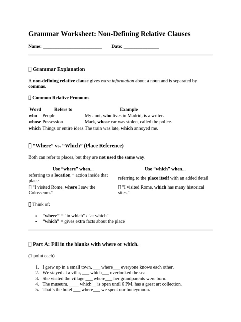 Grammar Worksheet 1 | PDF