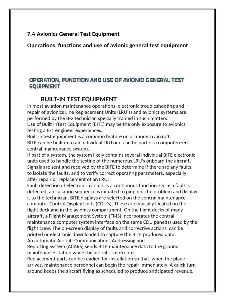 Avionics Test Equipment Overview | PDF | Electronics | Electrical ...