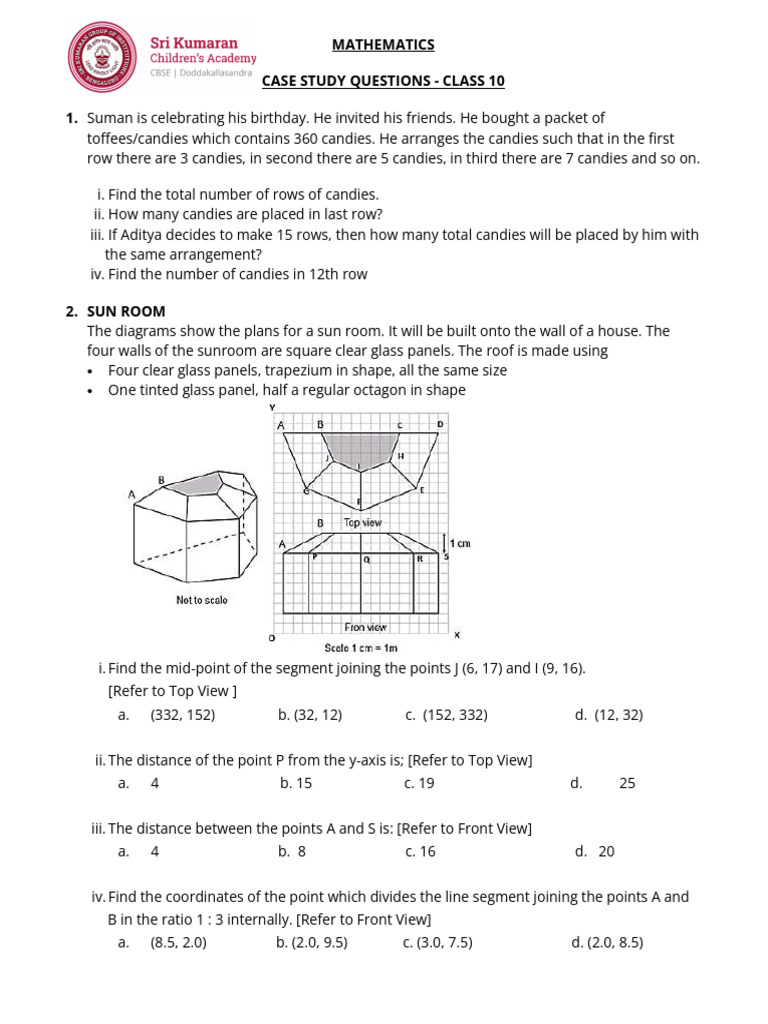 Class 10 Mathematics Case Study Questions | PDF
