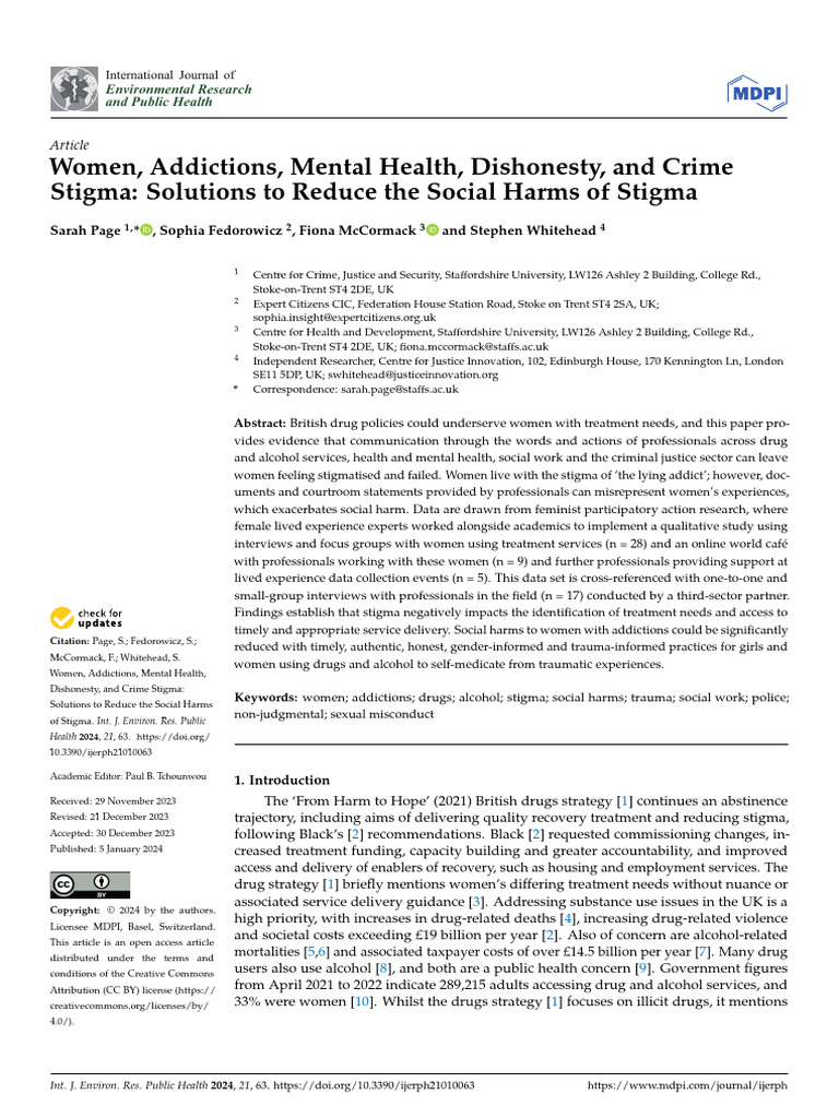 Reducing Stigma in Women's Addiction Care | PDF | Substance Abuse ...