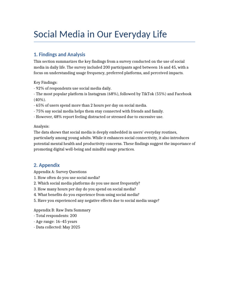 Social Media Usage Survey Insights | PDF