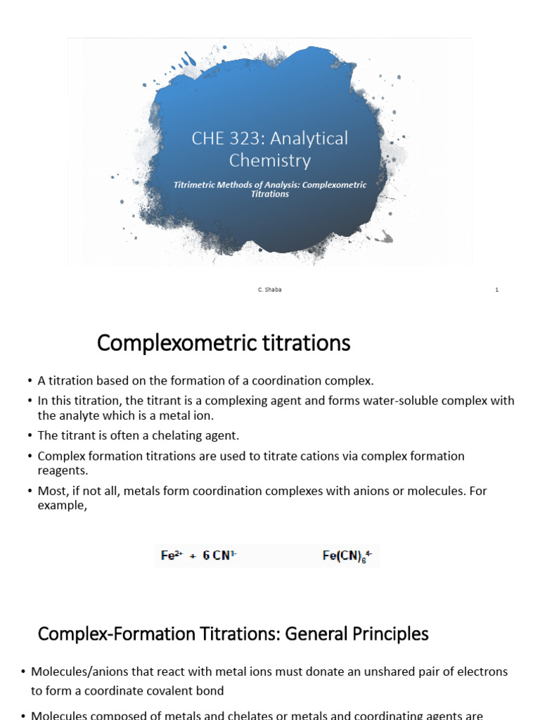 CHE 323 6.3 Complexometric Titrations-DeSKTOP-3BGDVNK | PDF ...