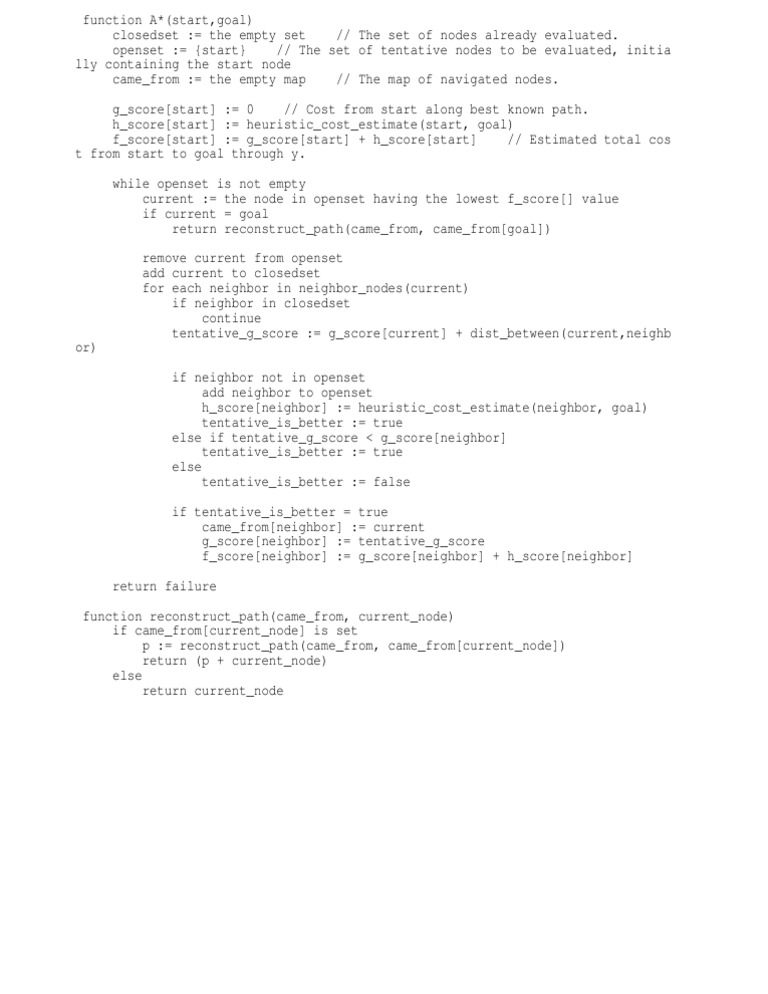 A* Pathfinding Algorithm Pseudocode | PDF | Science & Mathematics