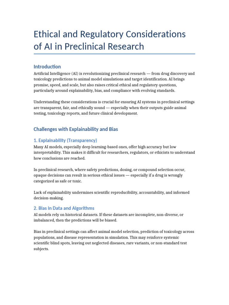 Ethical Regulatory AI Preclinical | PDF | Artificial Intelligence ...