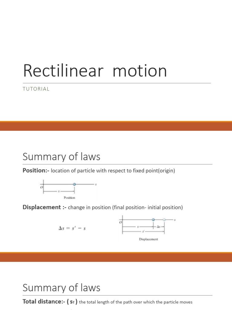 Rectilinear Motion Tutorial and Problems | PDF | Acceleration | Motion ...