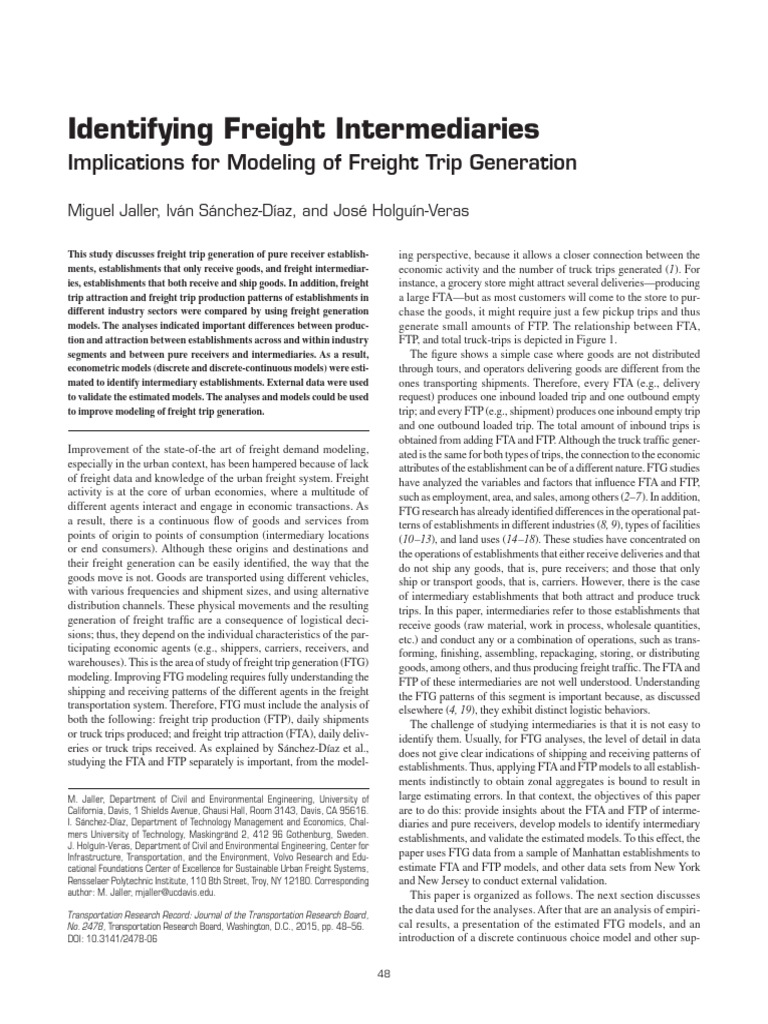 Freight Trip Generation Models Explained | PDF | Logistic Regression ...