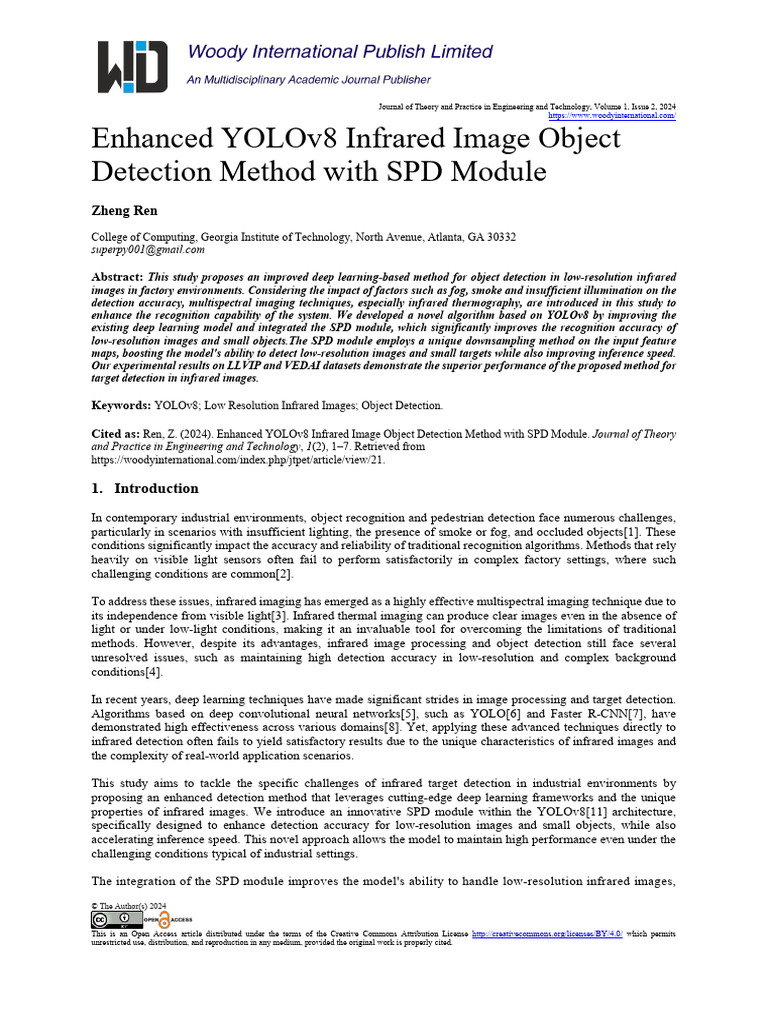 Enhanced YOLOv8 for Infrared Detection | PDF | Deep Learning | Thermography