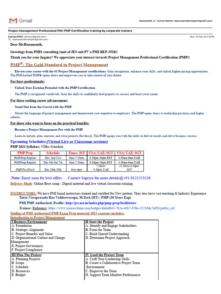 PMP Certification Training Overview | PDF | Agile Software Development ...
