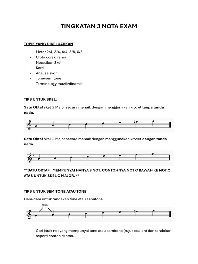 Nota Muzik Tingkatan 3 untuk Exam | PDF