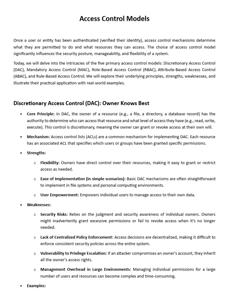 Overview of Access Control Models | PDF | Computer Access Control ...