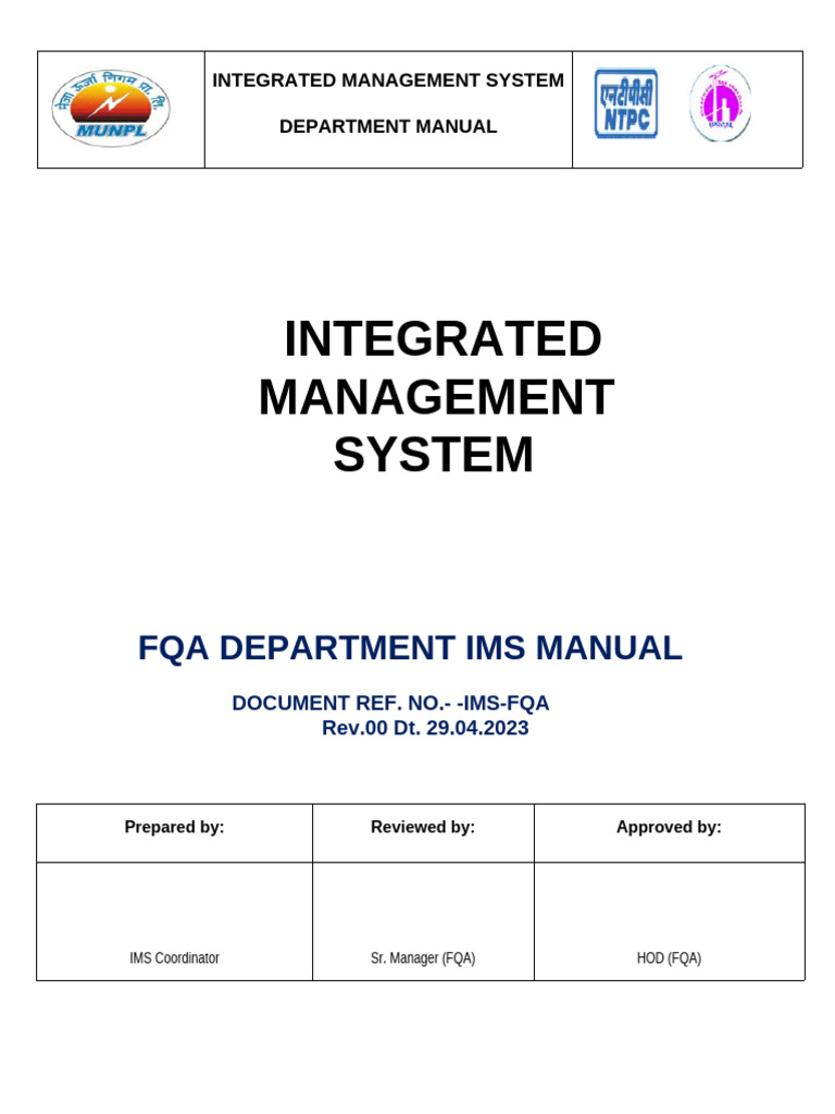 FQA Department IMS Manual Overview | PDF | Specification (Technical ...