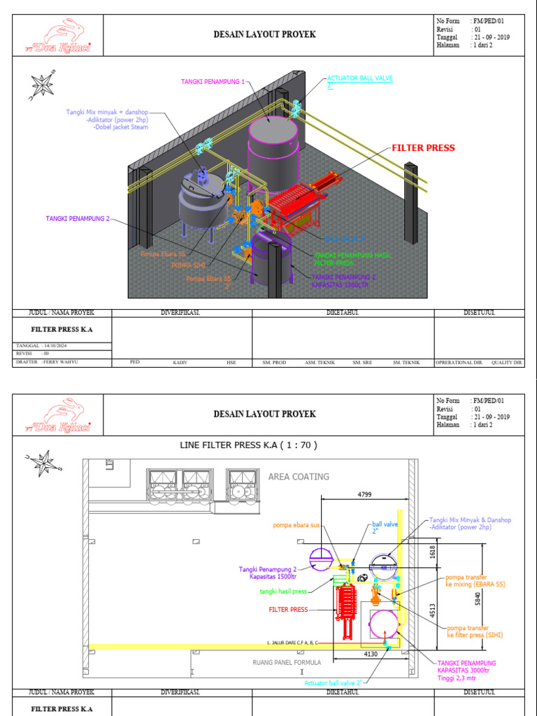 Desain Layout Proyek Filter Press K.A | PDF