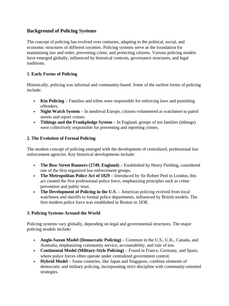 Evolution of Global Policing Systems | PDF | Police | Community Policing