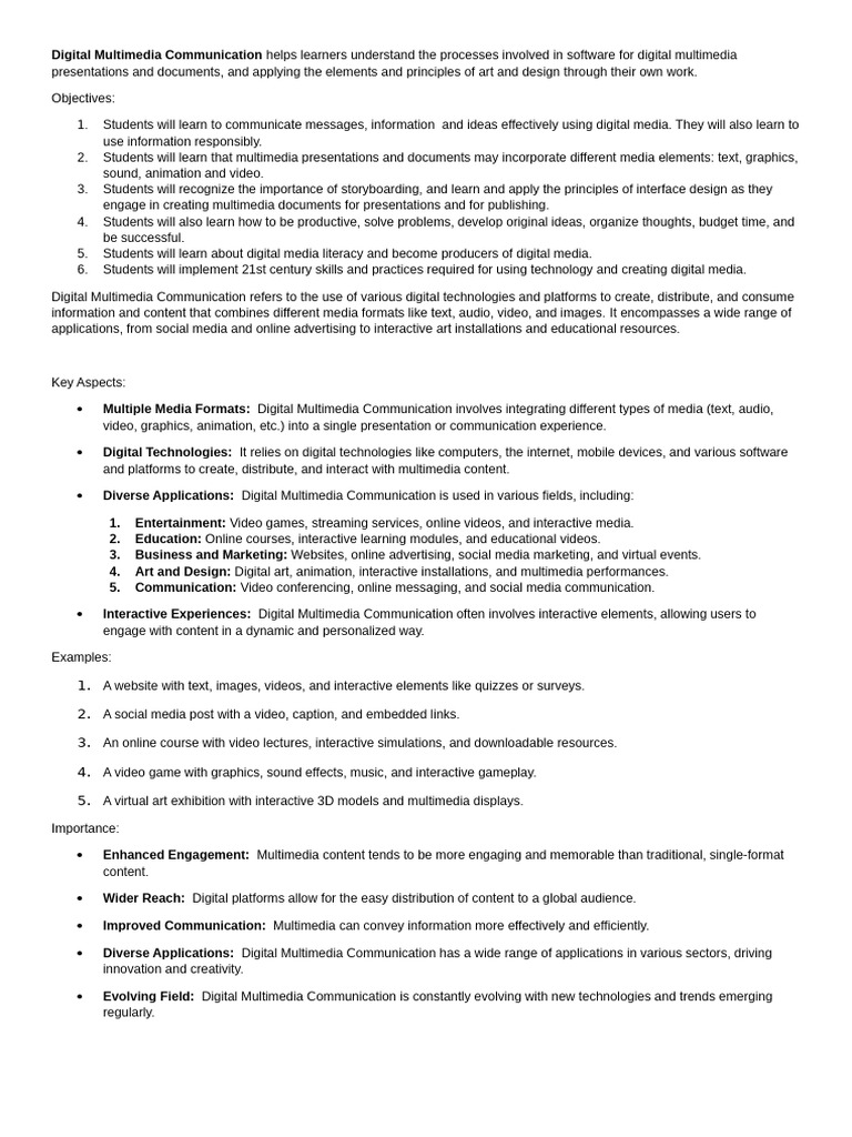 Digital Multimedia Communication Overview | PDF | Multimedia ...