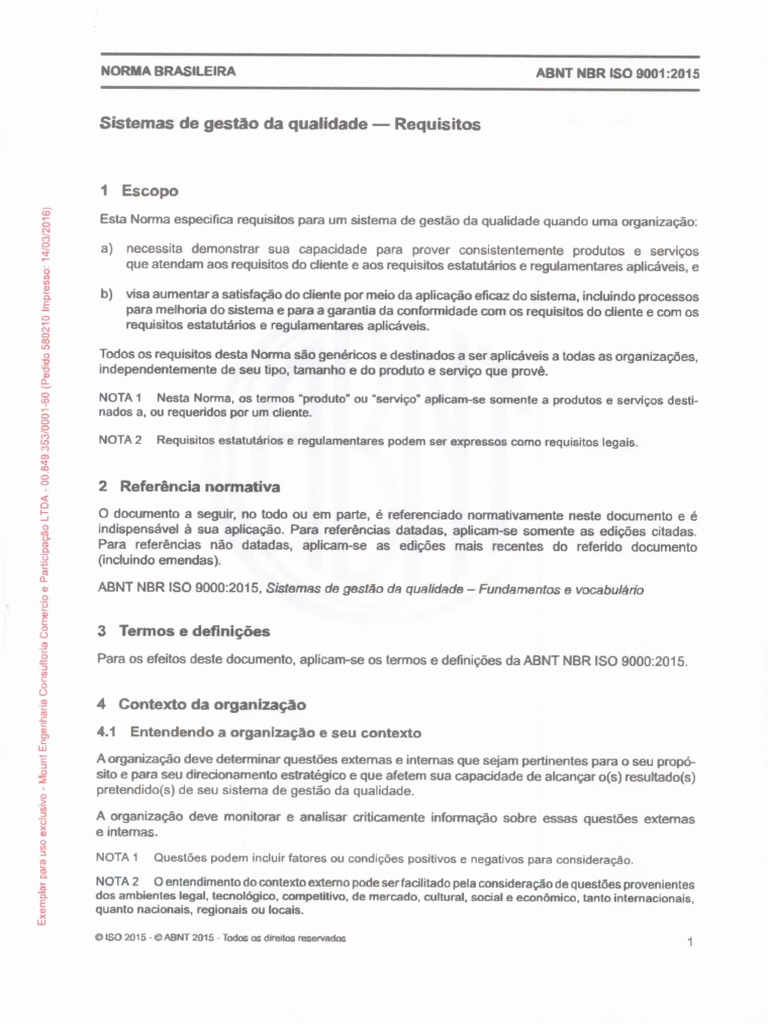 Abnt NBR - Iso 9001 2015 | PDF