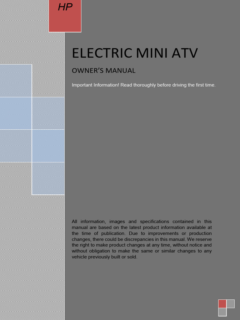 Electric Mini ATV Owner's Manual | PDF | Battery Charger | Tire