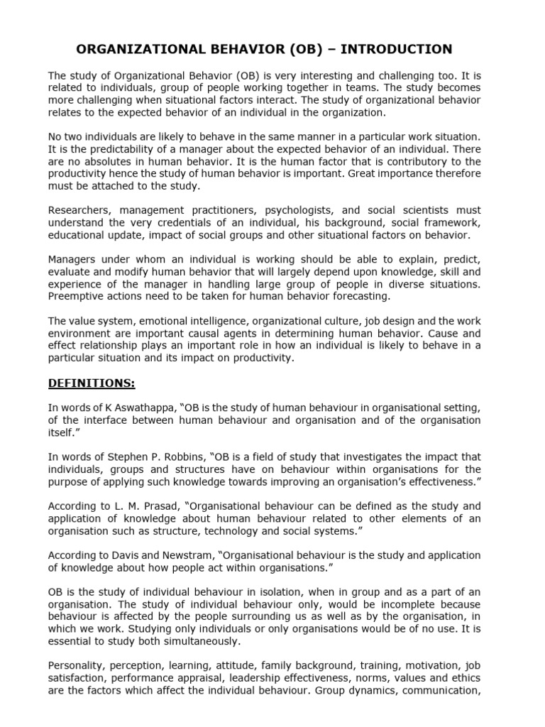 Understanding Organizational Behavior Basics | PDF | Globalization ...
