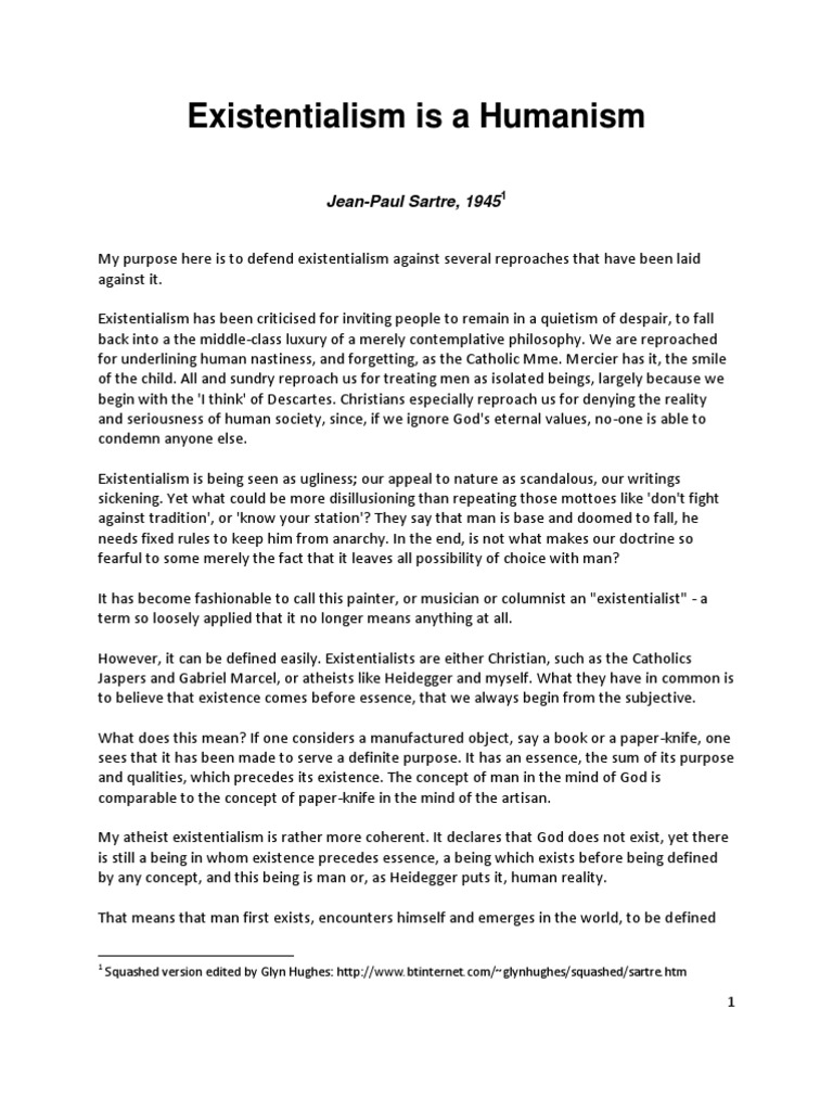 Sartre's Defense of Existentialism | PDF | Existentialism | Metaphysics