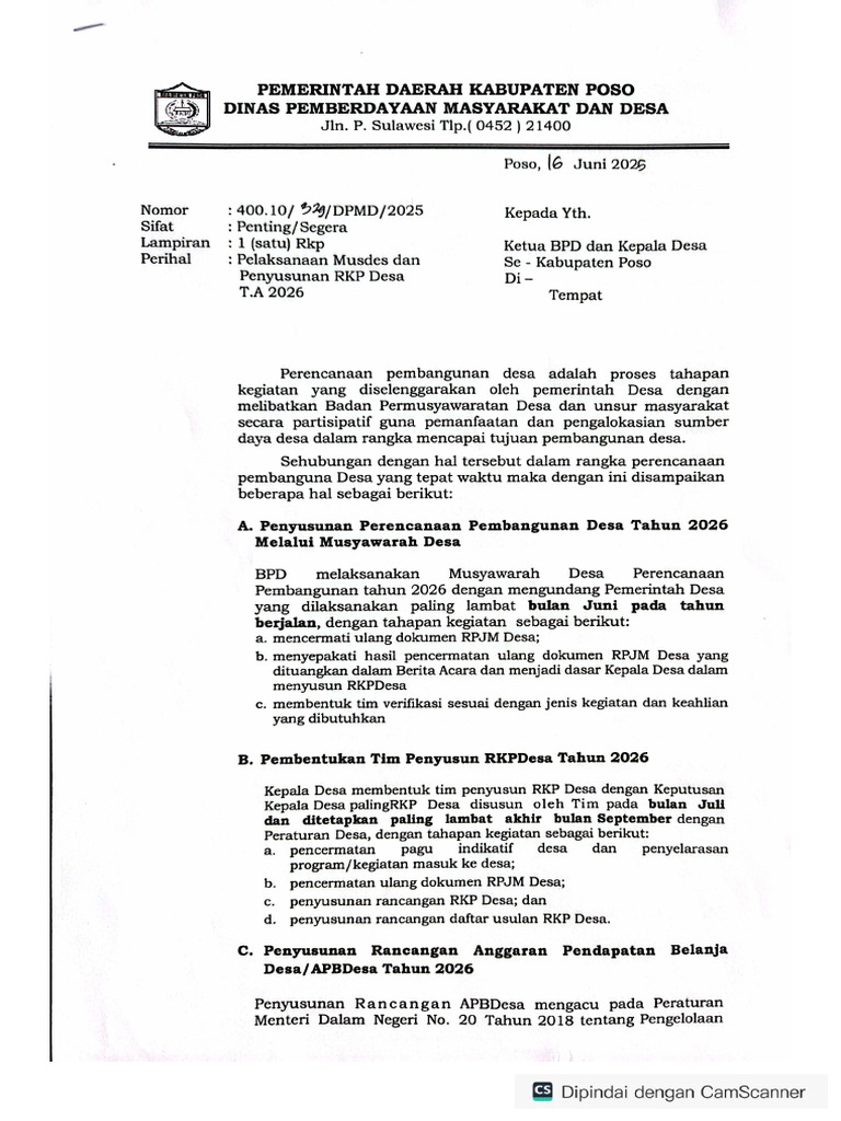 Pelaksanaan Musdes Dan Penyusunan RKP Desa T.A 2026 | PDF