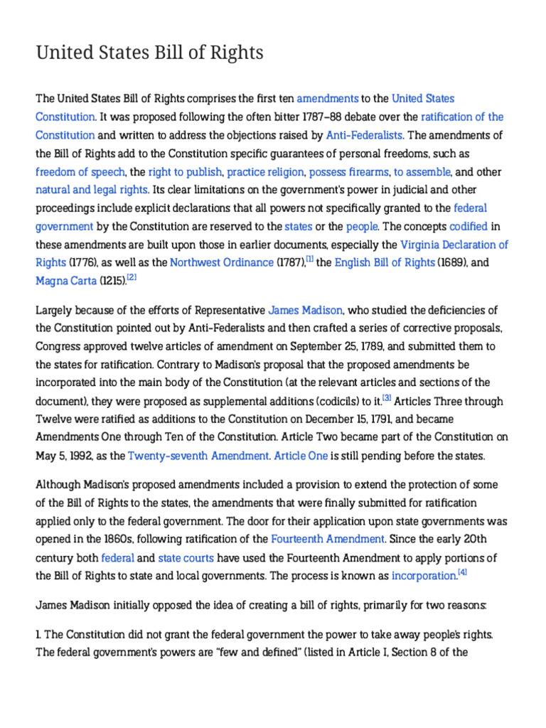 United States Bill of Rights - Wikipedia | PDF | United States Bill Of ...