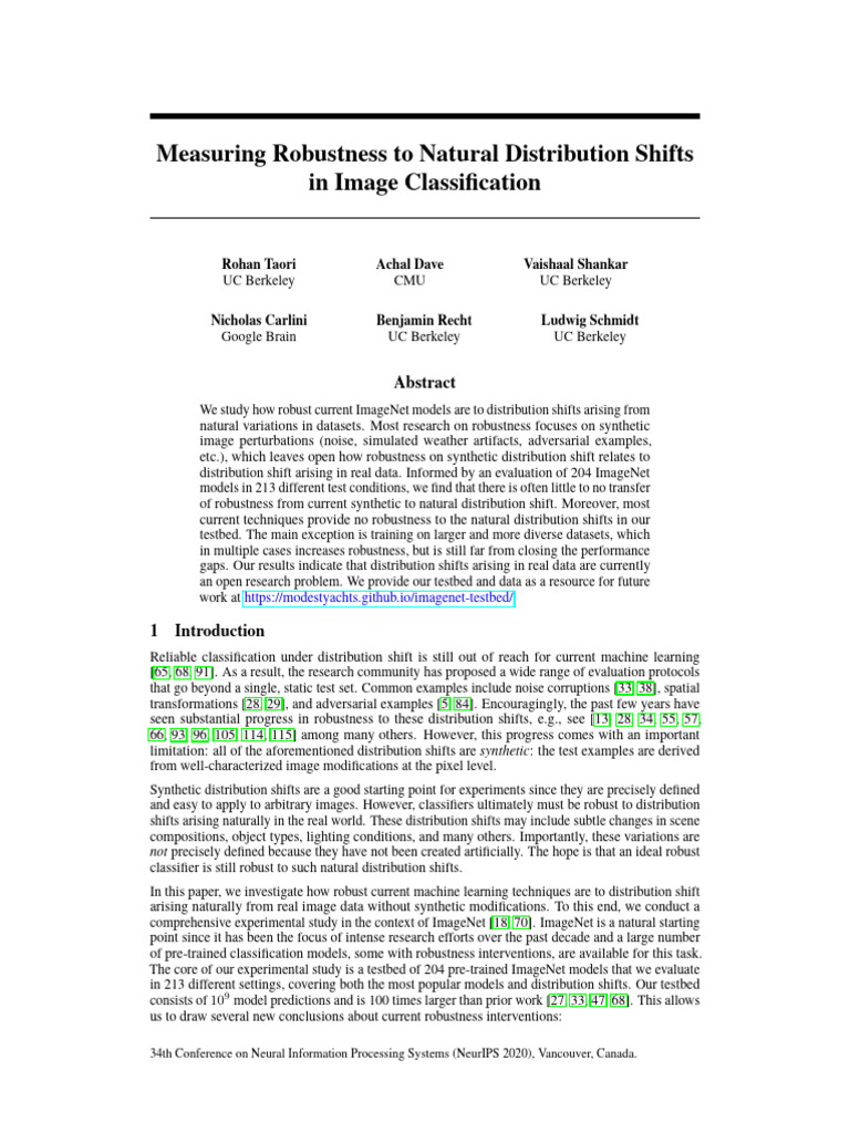 Robustness to Natural Distribution Shifts | PDF | Robust Statistics ...