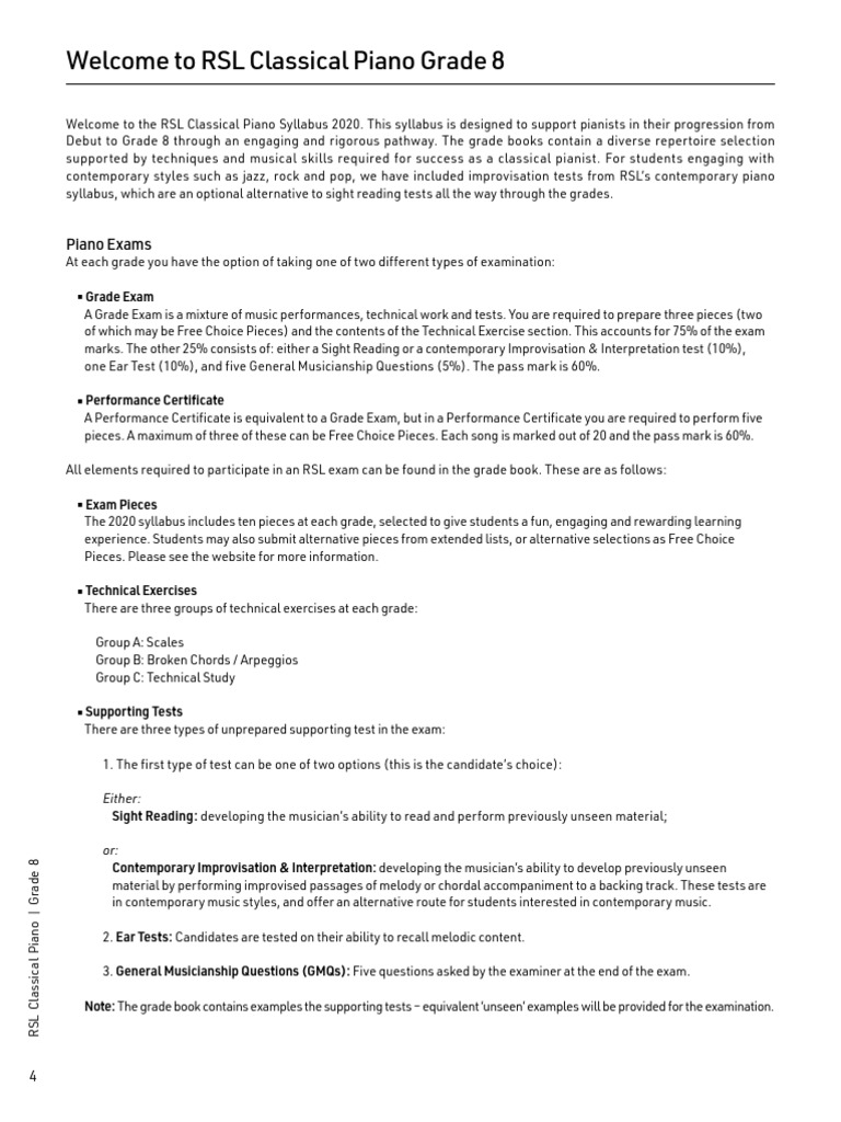 RSL Grade 8 Classical Piano Syllabus | PDF | Johann Sebastian Bach ...