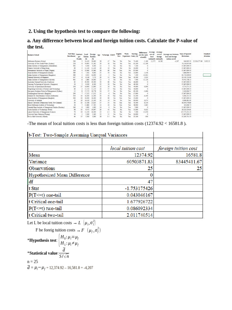 Tuition Costs and Salary Variability Analysis | PDF