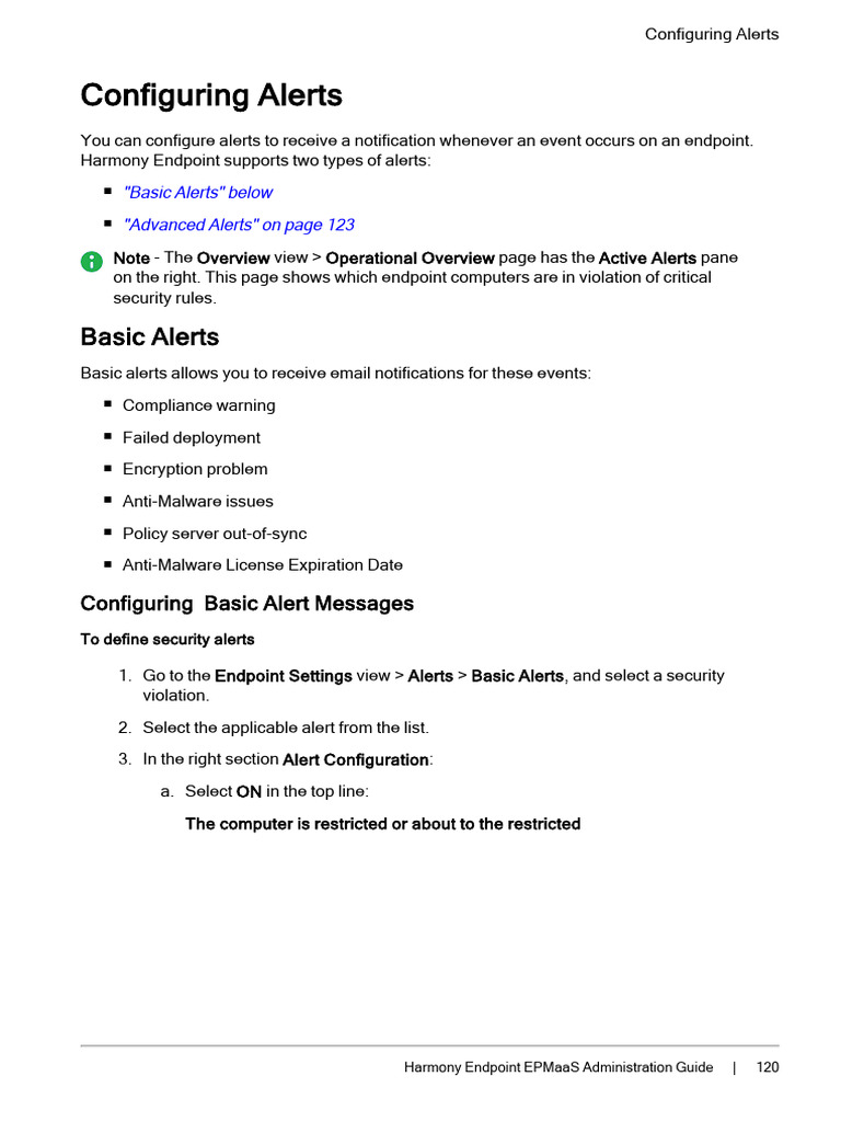 Configuring Harmony Endpoint Alerts | PDF | Windows Registry | Cyberspace