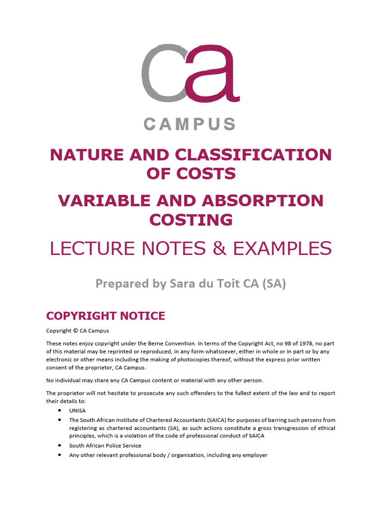 Variable vs Absorption Costing Explained | PDF | Cost Of Goods Sold ...