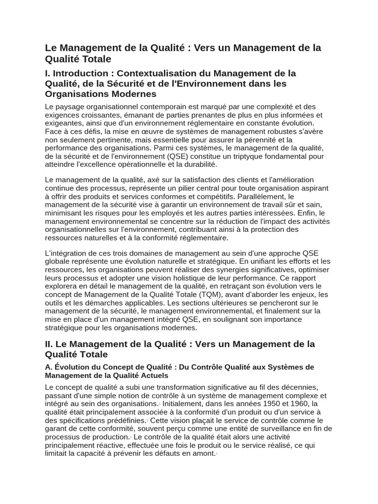 Management de la Qualité Totale en 2023 | PDF | Management de la ...