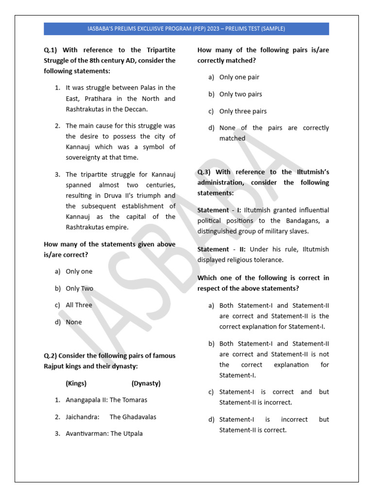 Iasbabas Pep 2024 Prelims Test Sample | PDF | Public Law ...