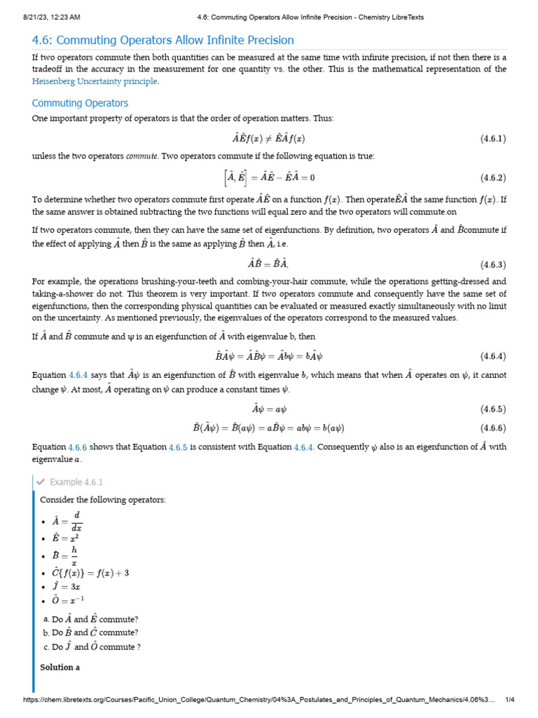 Muting Operators Allow Infinite Precision - Chemistry LibreTexts | PDF ...