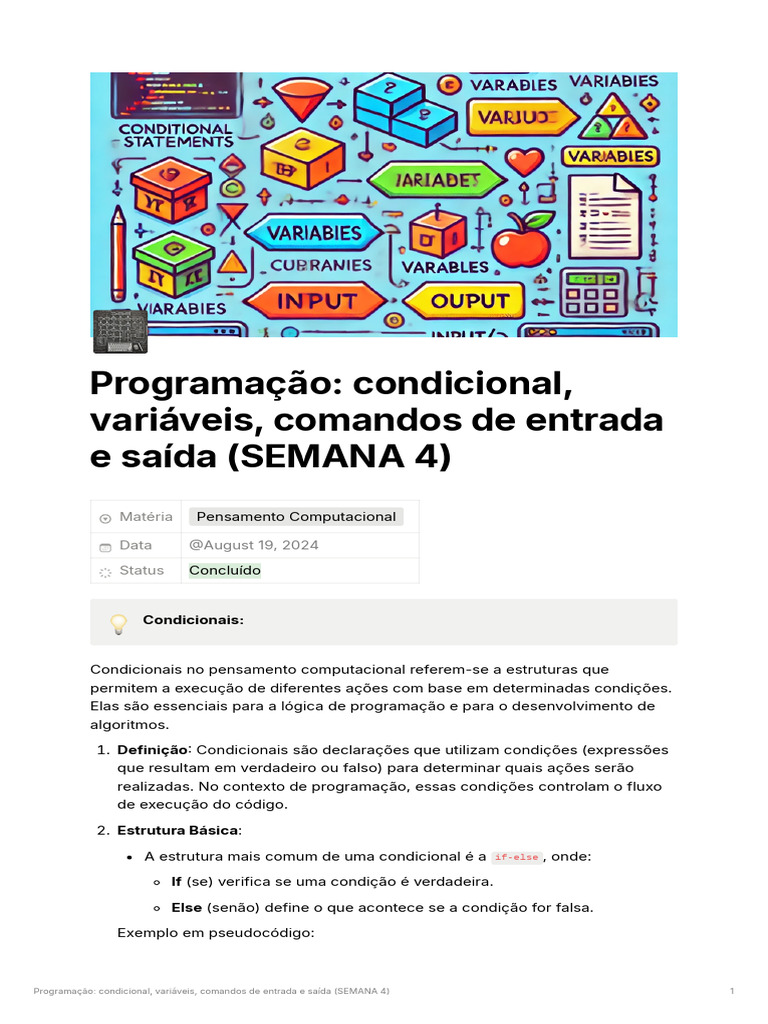 Condicionais e Variáveis em Programação | PDF | Swift (linguagem de ...