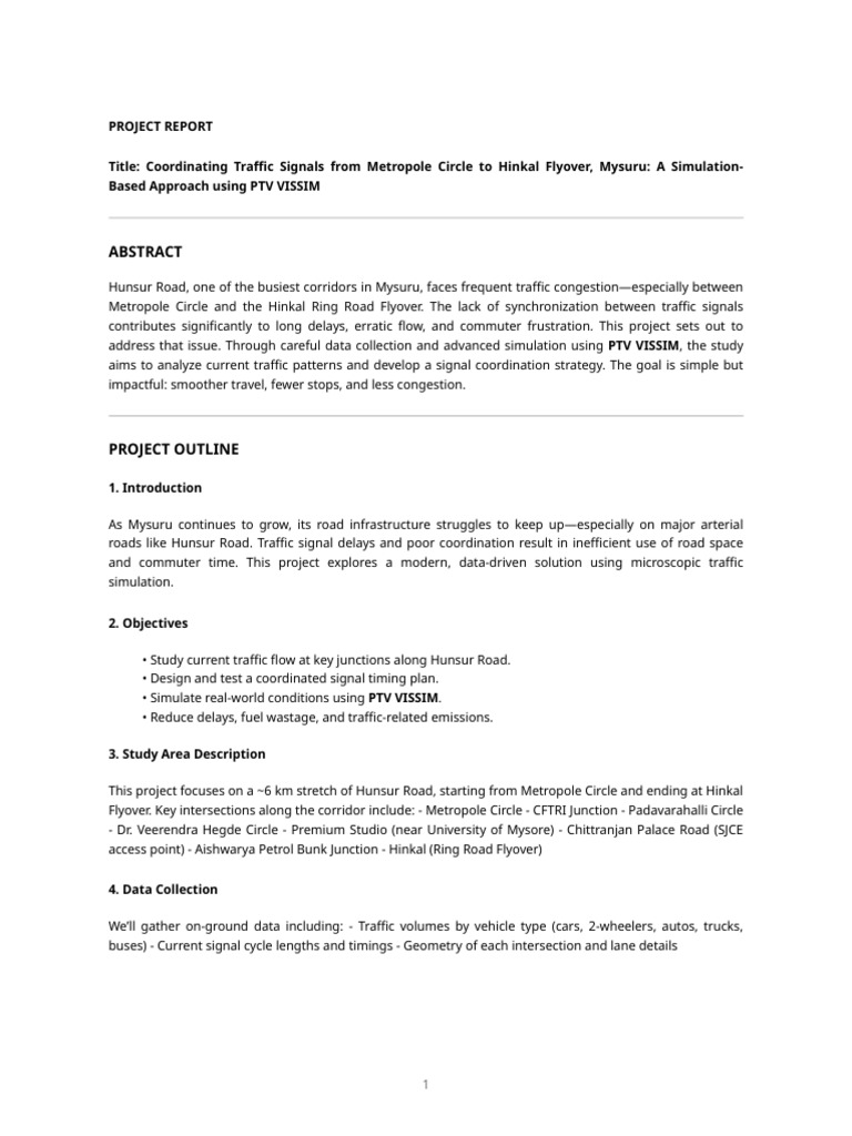 Traffic Signal Coordination in Mysuru | PDF | Traffic | Simulation