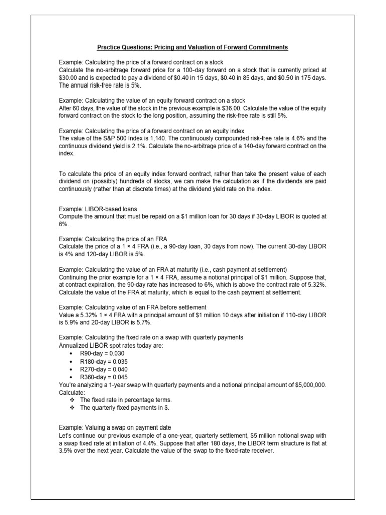 CN Pricing and Valuation of Forward Commitments Lyst6099 | PDF | Swap ...
