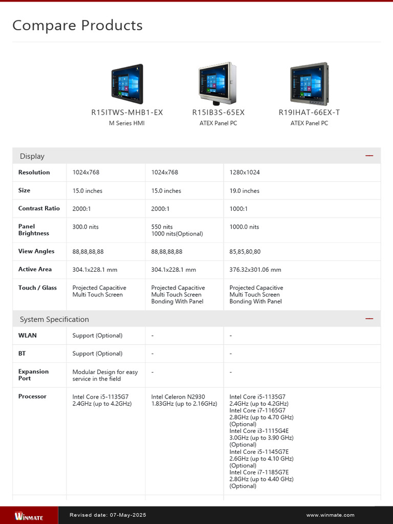 Product Comparison for Panel PCs | PDF | Solid State Drive | Touchscreen
