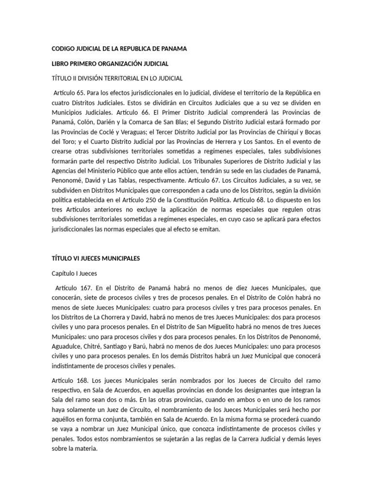 División Judicial en Panamá: Artículo 65 | PDF | Judicaturas | Juez