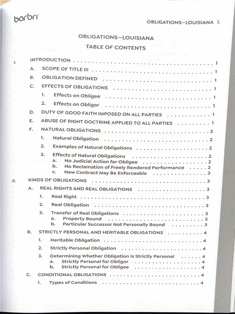 Obligations Barbri Outline | PDF