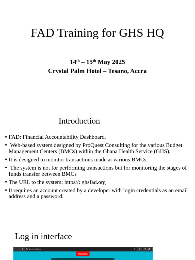 FAD Training Overview for GHS HQ | PDF