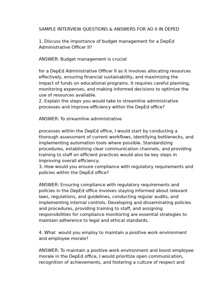 AO II DepEd Exam Questions & Answers | PDF | Microsoft Excel ...