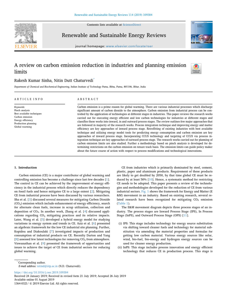 A Review On Carbon Emission Reduction | PDF | Climate Change Mitigation ...