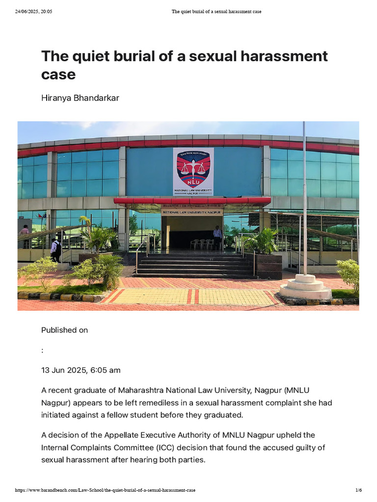 MNLU Nagpur's Handling of Harassment Case | PDF | Sexual Harassment ...